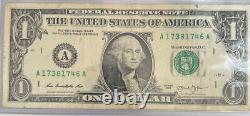 Numéro de série fantaisie - Billet d'un dollar 2013 - a17381746a Nj Gov. Lewis Morris - Mandat