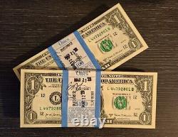 Ouf! 1 $ One Dollar Bills-block De 100 Bills-sequential De 01 À 00, 2017a Nouveau
