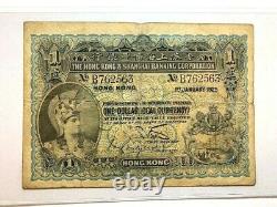 Rare Hong Kong 1925 Hsbc $1 One Dollar Note
