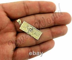 Real 10k Solid Yellow Gold $100 One Hundred Dollar Bill Currency Charm Pendentif