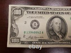 Série 1969 A Us One Cent Dollar Bill 100 $ New York B 13940642 A
