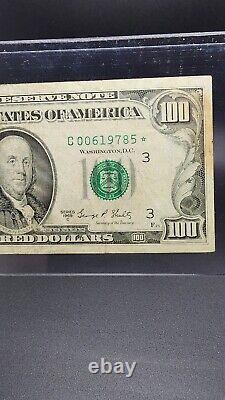 Série 1969 Billet de 100 dollars C Star Note Monnaie Numéro de série #00619785