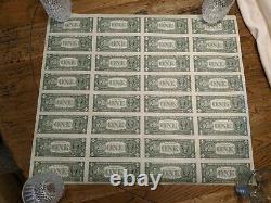 Série 1981 $1 One Dollar Bill Us Currency Sheet 32 Notes Uncut Uncirculated #2