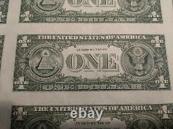 Série 1981 $1 One Dollar Bill Us Currency Sheet 32 Notes Uncut Uncirculated #2