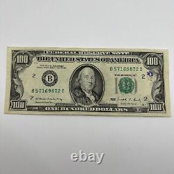 Série 1988 Billet de Cent Dollars US $100 New York B 57169872 C petit visage