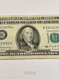 Série 1988 Billet de cent dollars américains $100 New York B 56201692 C