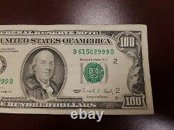 Série 1990 Bill Note De Cent Dollars Us 100 $ New York B 61502999 B