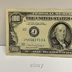 Série 1990 Billet de cent dollars américain $100 Kansas City J 46561710 A