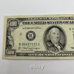 Série 1990 Billet de cent dollars américains US $100 New York B 35497591 E petit visage
