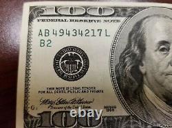 Série 1996 Bill D'une Centaine De Dollars Us 100 $ New York Ab 49434217 L