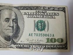 Série 1996 Billet de 100 dollars américains Note $100 Richmond AE 70359863 A