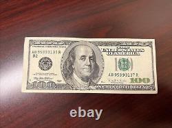 Série 1996 Billet de cent dollars américains Note 100 $ New York AB 95993137 R
