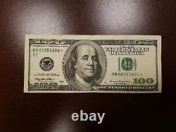 Série 1999 Bill Star Note De 100 $ Us New York Bb 00351600