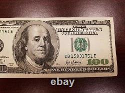 Série 2001 Bill Note De Cent Dollars Des États-unis 100 $ New York Cb 15031751 E