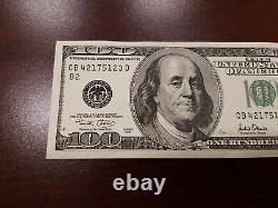 Série 2001 Bill Note De Cent Dollars Us 100 $ New York Cb 42175123 D