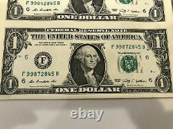 Série 2009 Uncut $1 Un Dollar Bill Feuille De Devises Des États-unis De 32