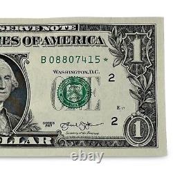 Série B de 2013 Billet d'une étoile de série en double de un dollar Rare non circulé Wash DC