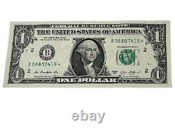 Série B de 2013 Billet d'une étoile de série en double de un dollar Rare non circulé Wash DC