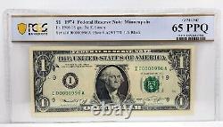 Série de 3 chiffres de 1974 Billets d'un dollar avec un numéro de série fantaisiste bas 00000996 0s 9s 6s
