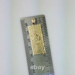 Solide 10k Yellow Gold $100 One Hundred Dollar Bill Currency Pendentif