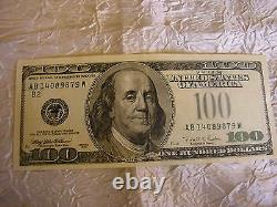 Très Rare 1996 Cent Dollars Note D’erreur De La Réserve Fédérale Manquant Sceau