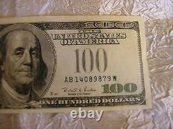 Très Rare 1996 Cent Dollars Note D’erreur De La Réserve Fédérale Manquant Sceau