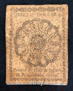 Un Demi-dollar 17 Février 1776 Devise Continentale Note B) Cc-21