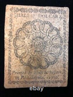 Un Demi-dollar 17 Février 1776 Devise Continentale Note B) Cc-21