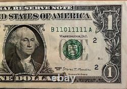 Un Dollar Bill Fancy Binary Numéro De Série B11011111a
