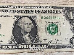 Un Dollar Bill Star Note 2013 B06648534 Duplicate Numéro De Série Erreur