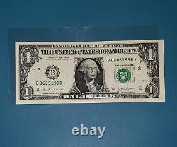 Un Dollar Bill Star Note 2013 B 06051998 Duplicate Numéro De Série Fancy Unc