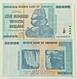 Z$ 100 Trillion Zimbabwe Dollars 1 X Un Tillion Hundred Bill Unc Zim Banquenote